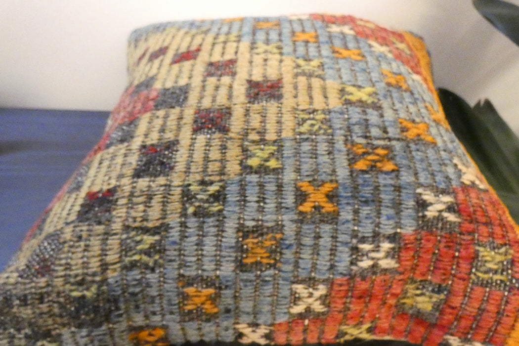 Handmade Turkish Kilim Cushion Cover 40 x 40cm with Insert | Original Anatolian Kilim | Organic Cotton Backing | TK26-C765- Rugs Direct 