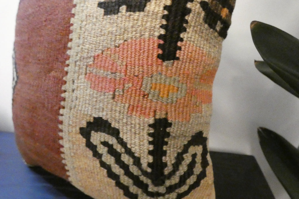 Handmade Turkish Kilim Cushion Cover 40 x 40cm with Insert | Original Anatolian Kilim | Organic Cotton Backing | TK26-C759- Rugs Direct 