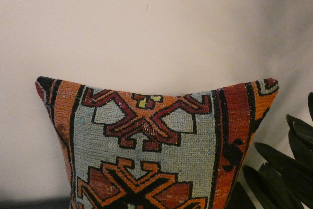 Handmade Turkish Kilim Cushion Cover 40 x 40cm with Insert | Original Anatolian Kilim | Organic Cotton Backing | TK26-C761- Rugs Direct 