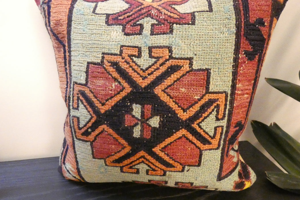 Handmade Turkish Kilim Cushion Cover 40 x 40cm with Insert | Original Anatolian Kilim | Organic Cotton Backing | TK26-C761- Rugs Direct 