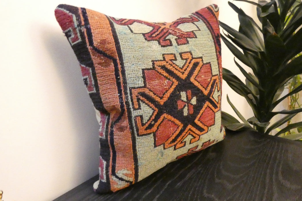 Handmade Turkish Kilim Cushion Cover 40 x 40cm with Insert | Original Anatolian Kilim | Organic Cotton Backing | TK26-C761- Rugs Direct 
