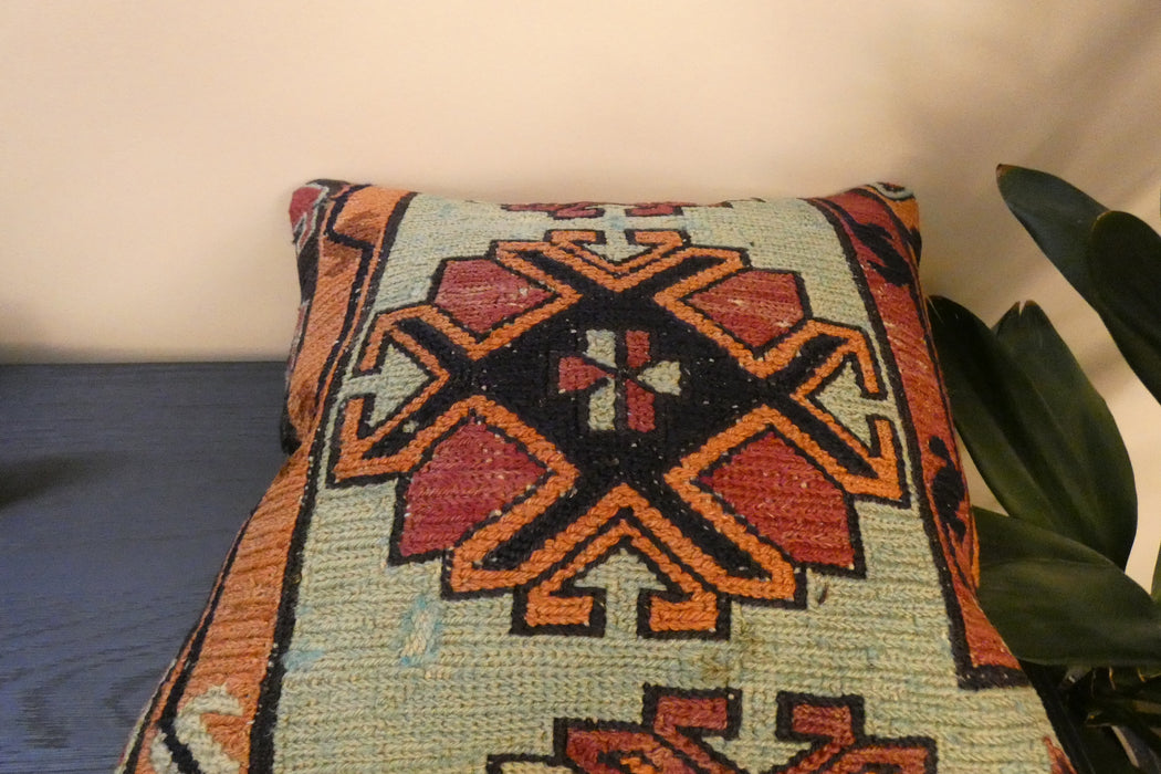 Handmade Turkish Kilim Cushion Cover 40 x 40cm with Insert | Original Anatolian Kilim | Organic Cotton Backing | TK26-C761- Rugs Direct 