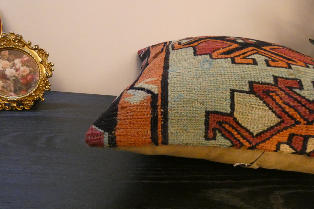 Handmade Turkish Kilim Cushion Cover 40 x 40cm with Insert | Original Anatolian Kilim | Organic Cotton Backing | TK26-C761- Rugs Direct 