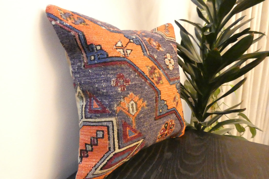 Handmade Turkish Kilim Cushion Cover 40 x 40cm with Insert | Original Anatolian Kilim | Organic Cotton Backing | TK26-C736- Rugs Direct 
