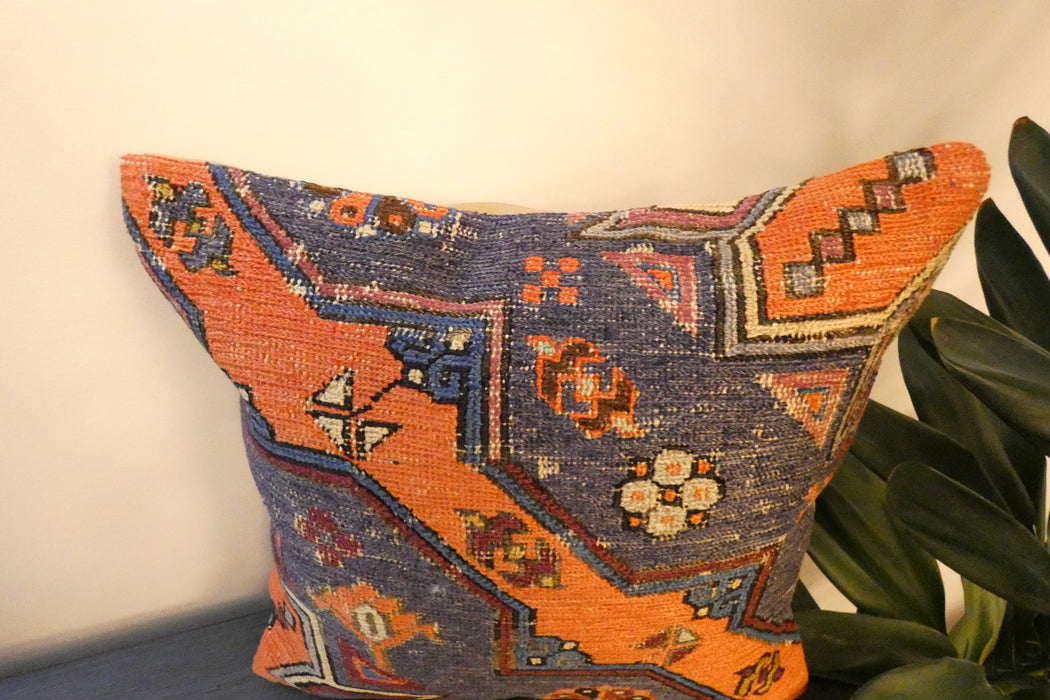 Handmade Turkish Kilim Cushion Cover 40 x 40cm with Insert | Original Anatolian Kilim | Organic Cotton Backing | TK26-C736- Rugs Direct 