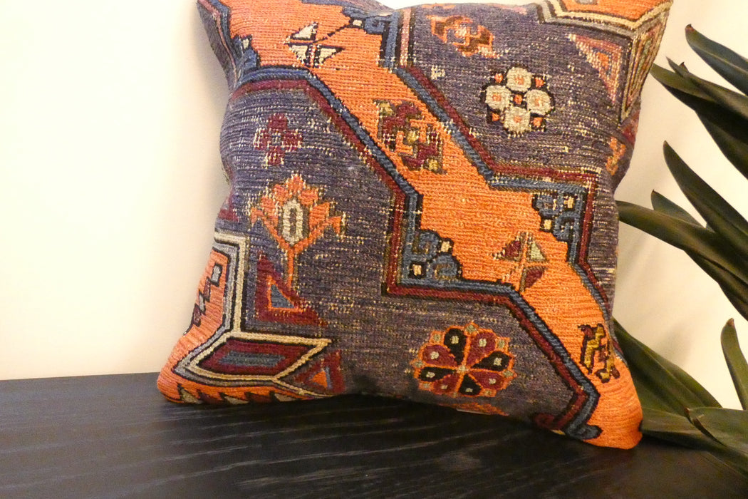 Handmade Turkish Kilim Cushion Cover 40 x 40cm with Insert | Original Anatolian Kilim | Organic Cotton Backing | TK26-C736- Rugs Direct 