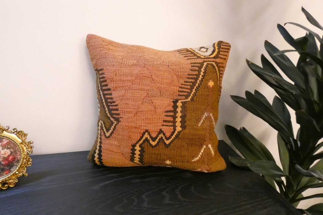 Handmade Turkish Kilim Cushion Cover 40 x 40cm with Insert | Original Anatolian Kilim | Organic Cotton Backing | TK26-C756- Rugs Direct 