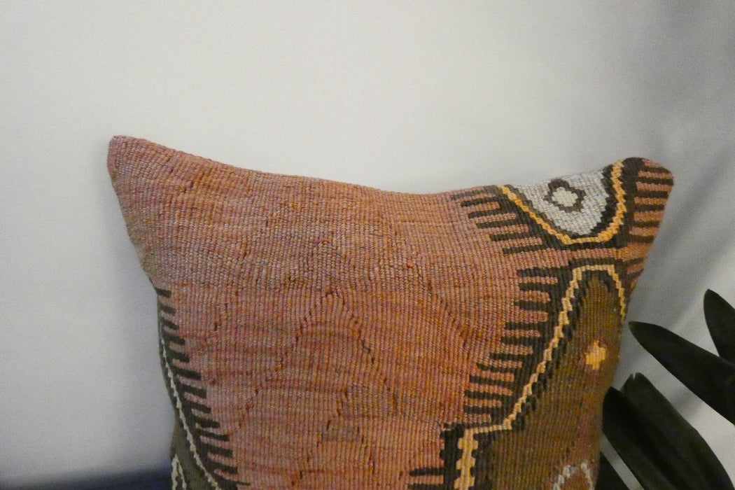 Handmade Turkish Kilim Cushion Cover 40 x 40cm with Insert | Original Anatolian Kilim | Organic Cotton Backing | TK26-C756- Rugs Direct 