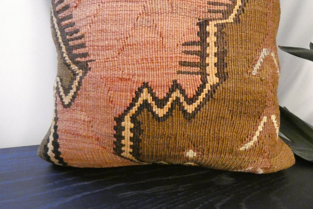 Handmade Turkish Kilim Cushion Cover 40 x 40cm with Insert | Original Anatolian Kilim | Organic Cotton Backing | TK26-C756- Rugs Direct 