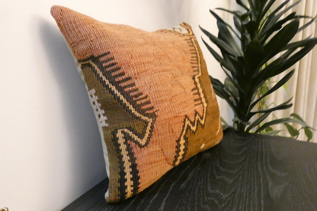 Handmade Turkish Kilim Cushion Cover 40 x 40cm with Insert | Original Anatolian Kilim | Organic Cotton Backing | TK26-C756- Rugs Direct 