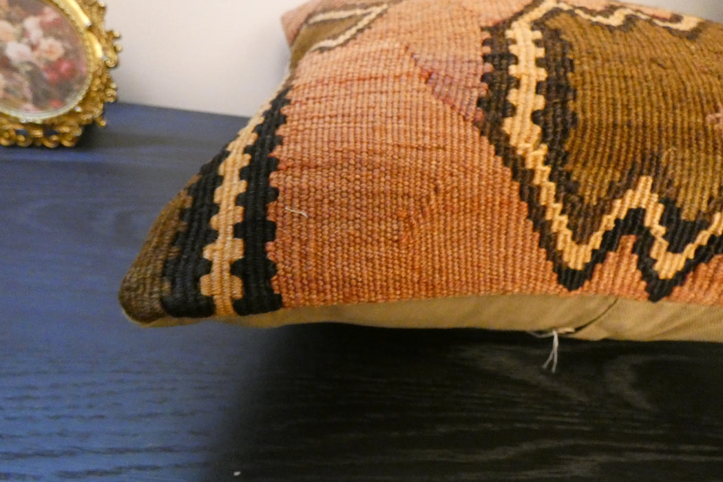 Handmade Turkish Kilim Cushion Cover 40 x 40cm with Insert | Original Anatolian Kilim | Organic Cotton Backing | TK26-C756- Rugs Direct 