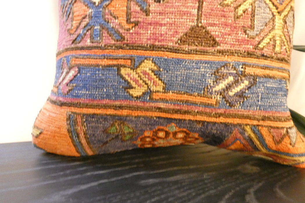 Handmade Turkish Kilim Cushion Cover 40 x 40cm with Insert | Original Anatolian Kilim | Organic Cotton Backing | TK26-C764- Rugs Direct 