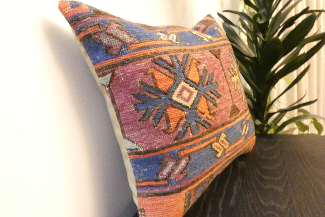 Handmade Turkish Kilim Cushion Cover 40 x 40cm with Insert | Original Anatolian Kilim | Organic Cotton Backing | TK26-C764- Rugs Direct 
