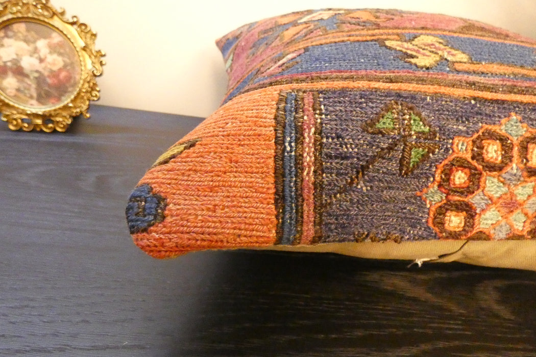 Handmade Turkish Kilim Cushion Cover 40 x 40cm with Insert | Original Anatolian Kilim | Organic Cotton Backing | TK26-C764- Rugs Direct 
