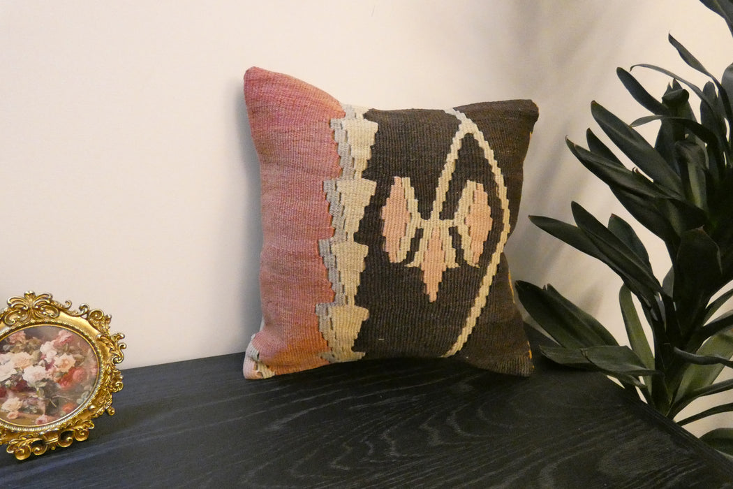 Handmade Turkish Kilim Cushion Cover 40 x 40cm with Insert | Original Anatolian Kilim | Organic Cotton Backing | TK26-C770- Rugs Direct 