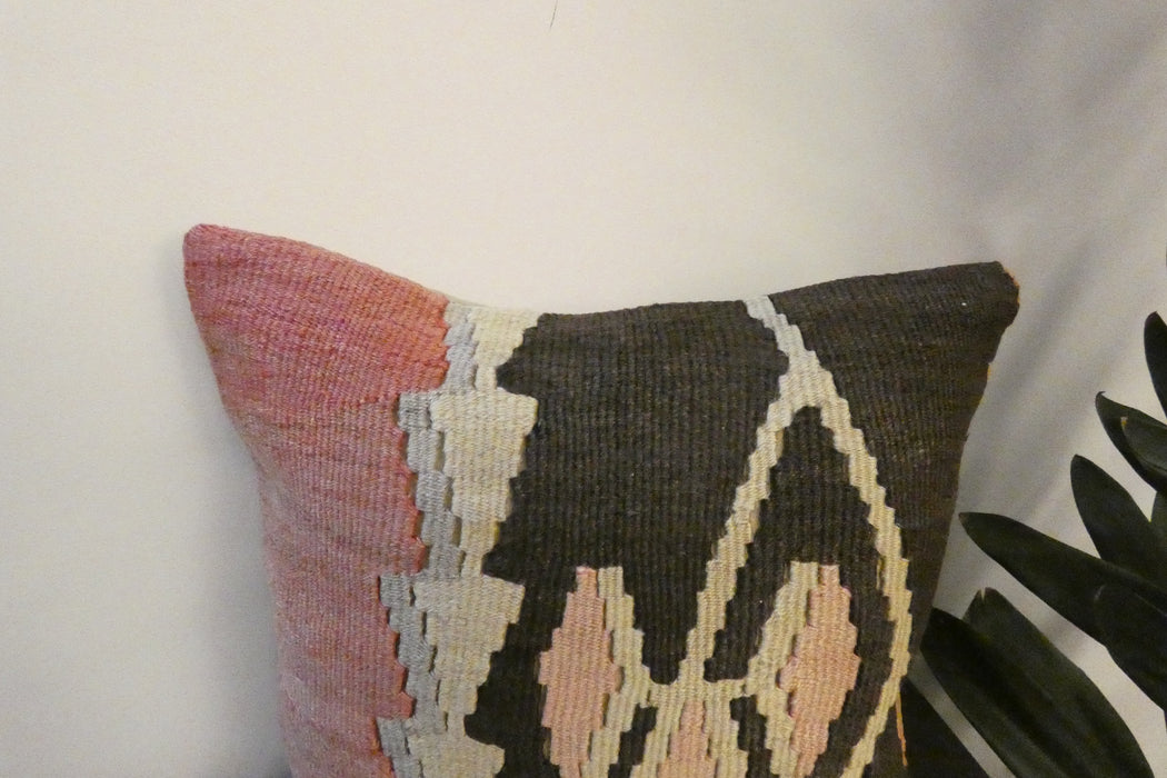 Handmade Turkish Kilim Cushion Cover 40 x 40cm with Insert | Original Anatolian Kilim | Organic Cotton Backing | TK26-C770- Rugs Direct 