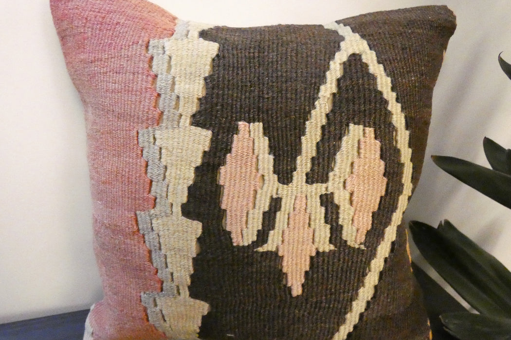 Handmade Turkish Kilim Cushion Cover 40 x 40cm with Insert | Original Anatolian Kilim | Organic Cotton Backing | TK26-C770- Rugs Direct 