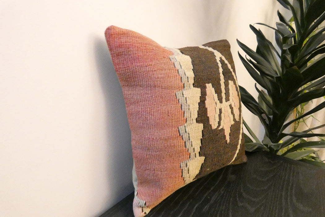 Handmade Turkish Kilim Cushion Cover 40 x 40cm with Insert | Original Anatolian Kilim | Organic Cotton Backing | TK26-C770- Rugs Direct 