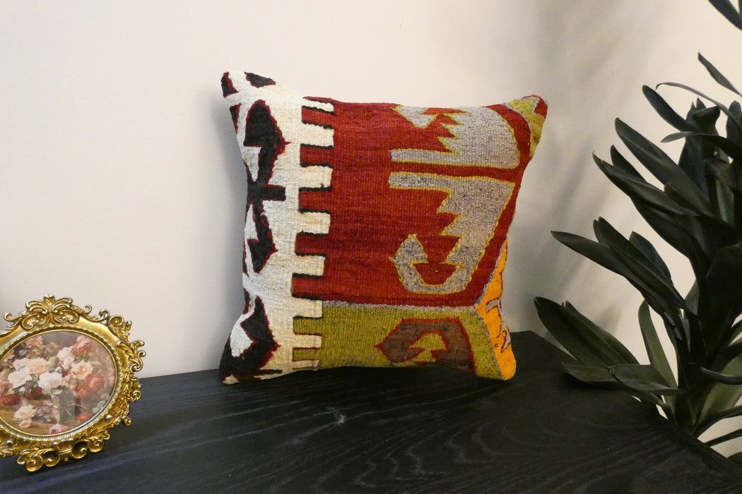 Handmade Turkish Kilim Cushion Cover 40 x 40cm with Insert | Original Anatolian Kilim | Organic Cotton Backing | TK26-C769- Rugs Direct 