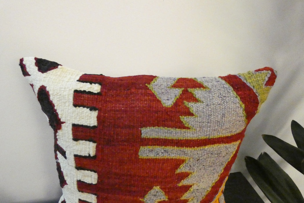 Handmade Turkish Kilim Cushion Cover 40 x 40cm with Insert | Original Anatolian Kilim | Organic Cotton Backing | TK26-C769- Rugs Direct 