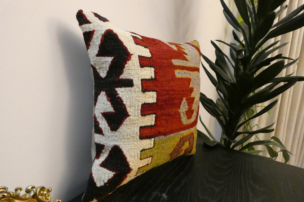Handmade Turkish Kilim Cushion Cover 40 x 40cm with Insert | Original Anatolian Kilim | Organic Cotton Backing | TK26-C769- Rugs Direct 