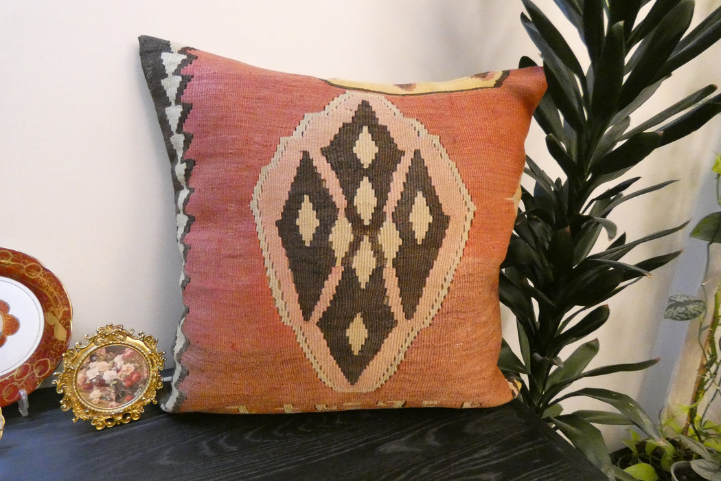 Handmade Turkish Kilim Cushion Cover 70 x 70cm with Insert | Original Anatolian Kilim | Organic Cotton Backing | TK26-C771- Rugs Direct 