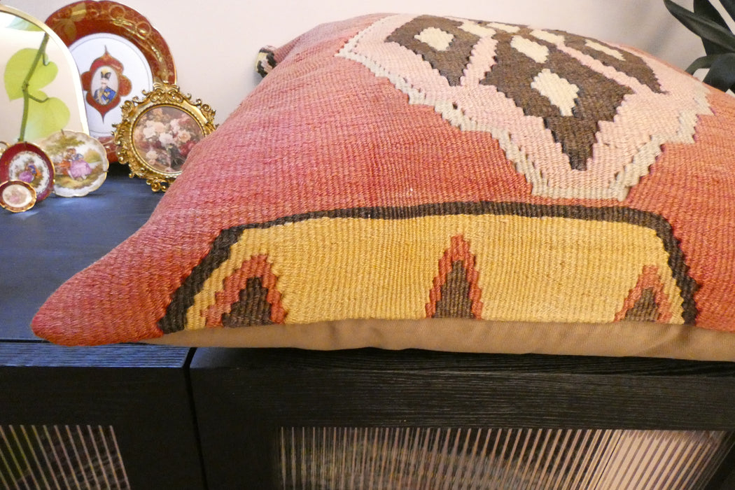 Handmade Turkish Kilim Cushion Cover 70 x 70cm with Insert | Original Anatolian Kilim | Organic Cotton Backing | TK26-C771- Rugs Direct 