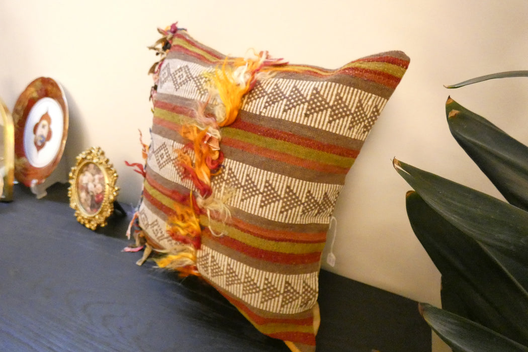 Handmade Turkish Kilim Cushion Cover 40 x 40cm with Insert | Original Anatolian Kilim | Organic Cotton Backing | TK26-C781- Rugs Direct 