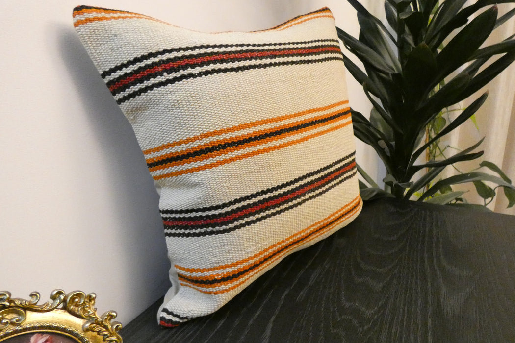 Handmade Turkish Kilim Cushion Cover 40 x 40cm with Insert | Original Anatolian Kilim | Organic Cotton Backing | TK26-C780- Rugs Direct