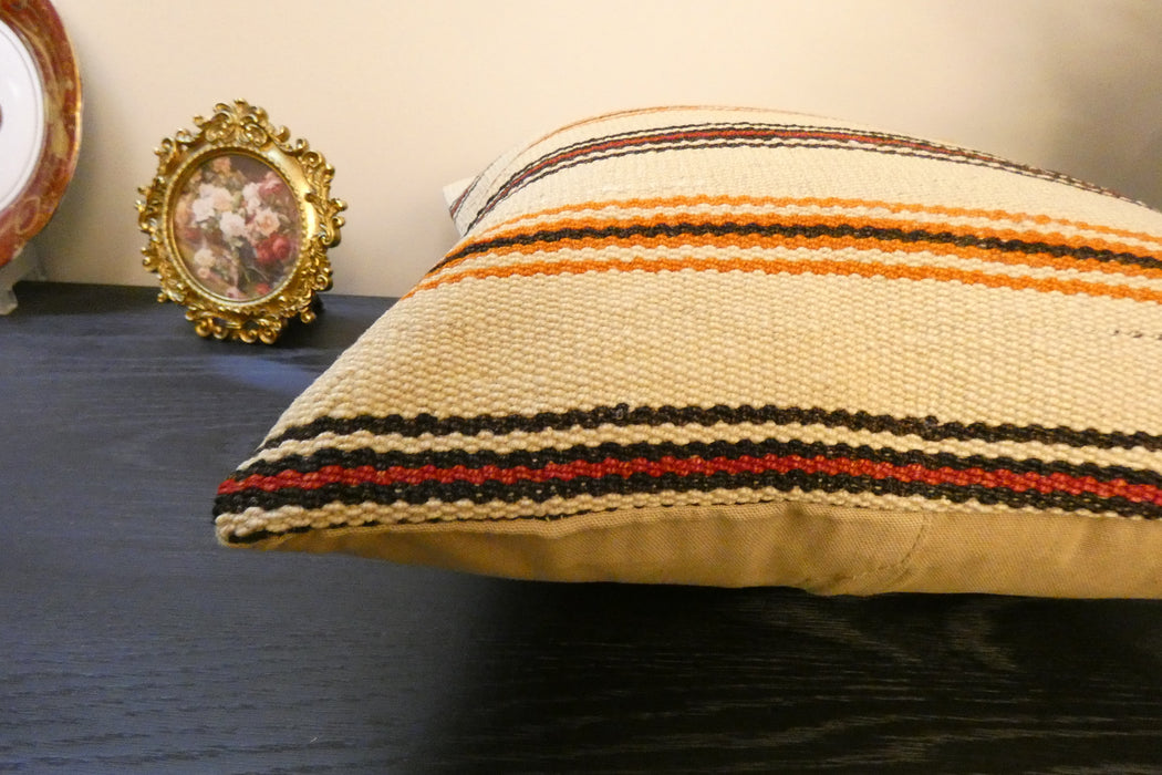 Handmade Turkish Kilim Cushion Cover 40 x 40cm with Insert | Original Anatolian Kilim | Organic Cotton Backing | TK26-C780- Rugs Direct