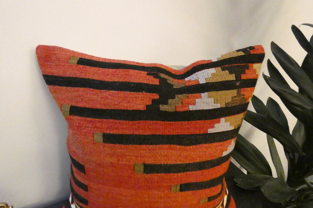 Handmade Turkish Kilim Cushion Cover 40 x 40cm with Insert | Original Anatolian Kilim | Organic Cotton Backing | TK26-C774- Rugs Direct 