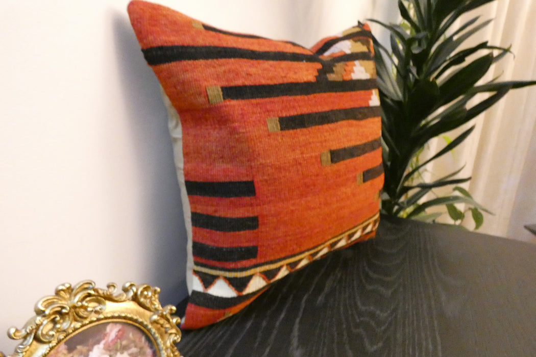 Handmade Turkish Kilim Cushion Cover 40 x 40cm with Insert | Original Anatolian Kilim | Organic Cotton Backing | TK26-C774- Rugs Direct 