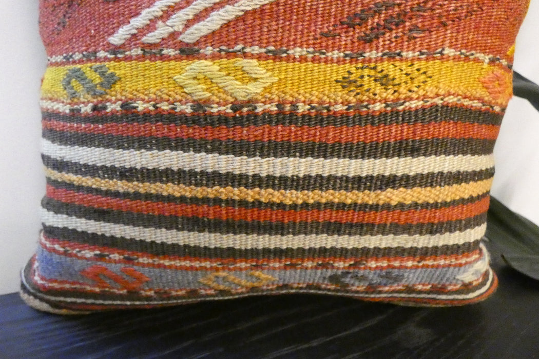 Handmade Turkish Kilim Cushion Cover 40 x 40cm with Insert | Original Anatolian Kilim | Organic Cotton Backing | TK26-C779- Rugs Direct 