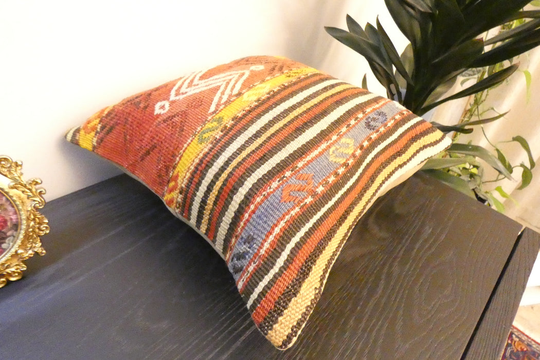 Handmade Turkish Kilim Cushion Cover 40 x 40cm with Insert | Original Anatolian Kilim | Organic Cotton Backing | TK26-C779- Rugs Direct 