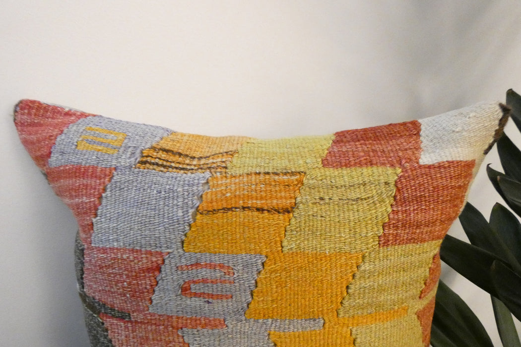 Handmade Turkish Kilim Cushion Cover 40 x 40cm with Insert | Original Anatolian Kilim | Organic Cotton Backing | TK26-C777- Rugs Direct 