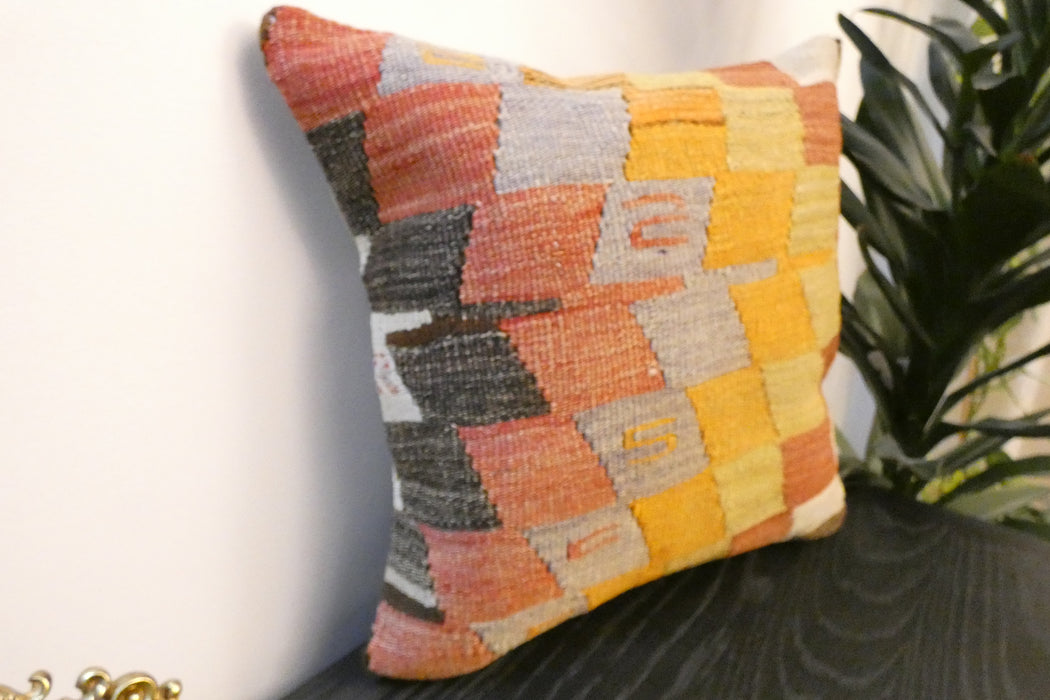 Handmade Turkish Kilim Cushion Cover 40 x 40cm with Insert | Original Anatolian Kilim | Organic Cotton Backing | TK26-C777- Rugs Direct 