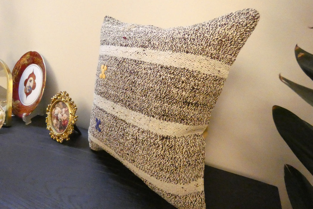 Handmade Turkish Kilim Cushion Cover 40 x 40cm with Insert | Original Anatolian Kilim | Organic Cotton Backing | TK26-C776- Rugs Direct 