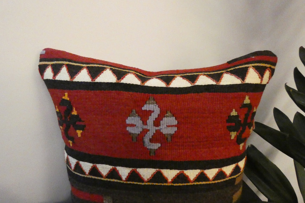 Handmade Turkish Kilim Cushion Cover 40 x 40cm with Insert | Original Anatolian Kilim | Organic Cotton Backing | TK26-C778- Rugs Direct 