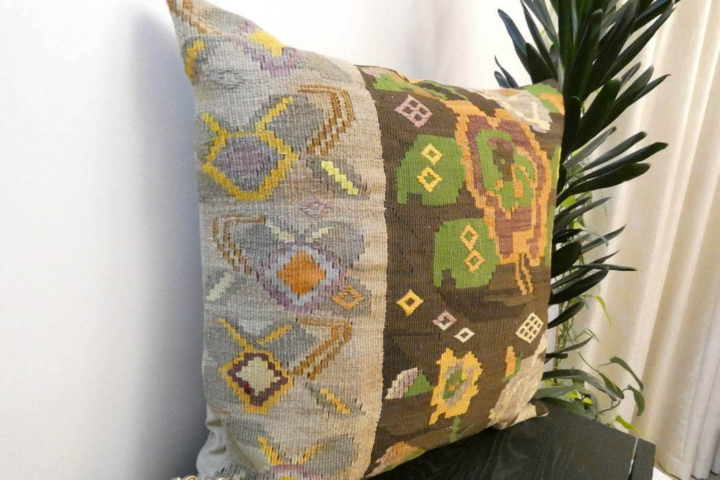 Handmade Turkish Kilim Cushion Cover 70 x 70cm with Insert | Original Anatolian Kilim | Organic Cotton Backing | TK26-C892- Rugs Direct 