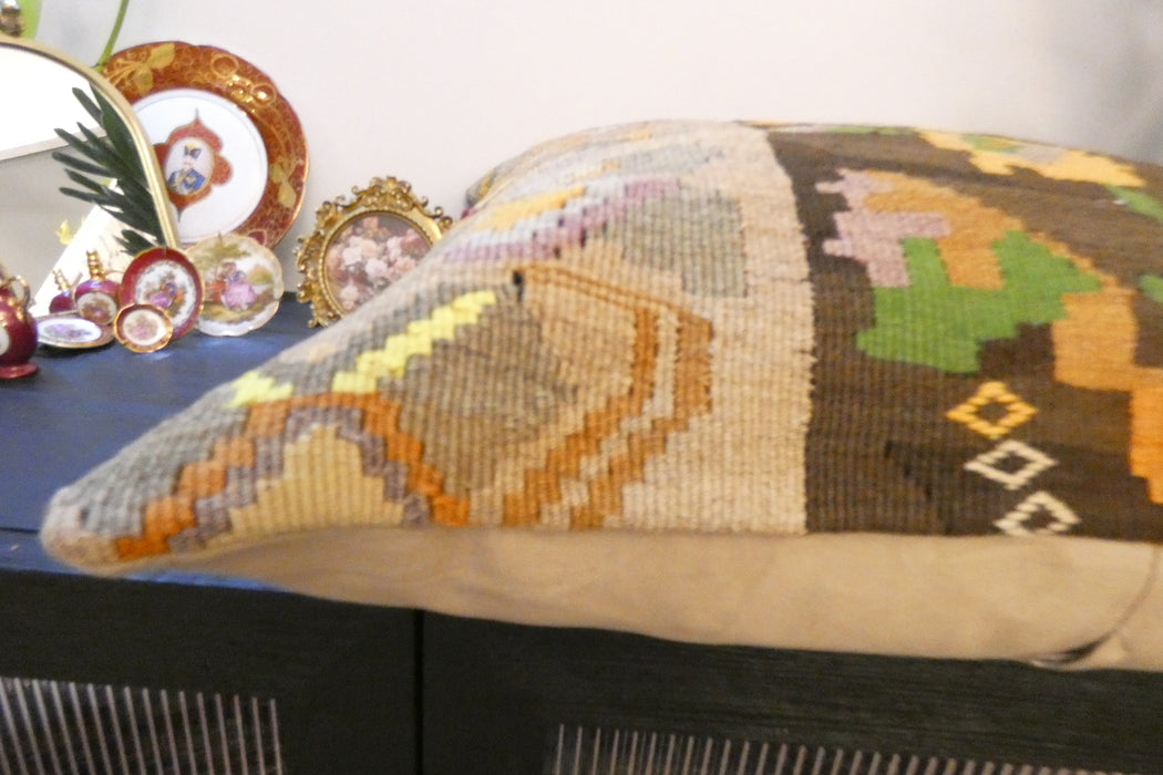 Handmade Turkish Kilim Cushion Cover 70 x 70cm with Insert | Original Anatolian Kilim | Organic Cotton Backing | TK26-C892- Rugs Direct 