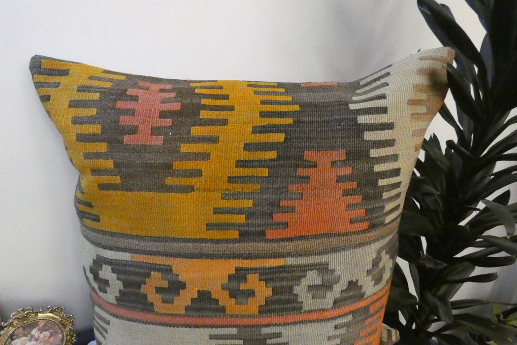 Handmade Turkish Kilim Cushion Cover 70 x 70cm with Insert | Original Anatolian Kilim | Organic Cotton Backing | TK26-C784- Rugs Direct 