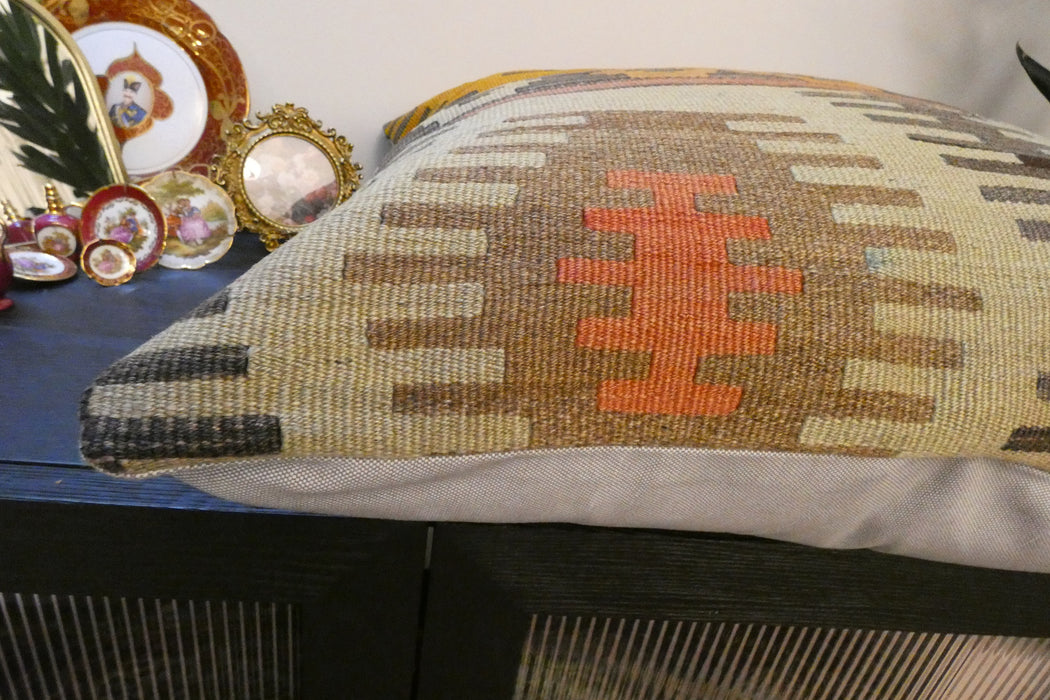 Handmade Turkish Kilim Cushion Cover 70 x 70cm with Insert | Original Anatolian Kilim | Organic Cotton Backing | TK26-C784- Rugs Direct 