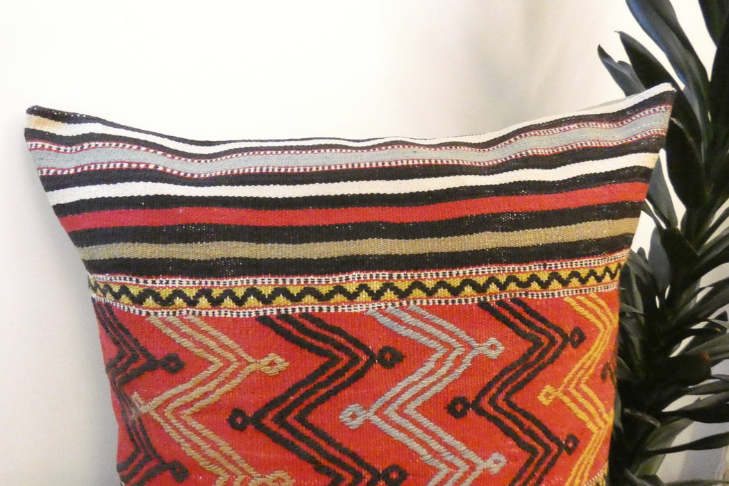 Handmade Turkish Kilim Cushion Cover 70 x 70cm with Insert | Original Anatolian Kilim | Organic Cotton Backing | TK26-C891- Rugs Direct 