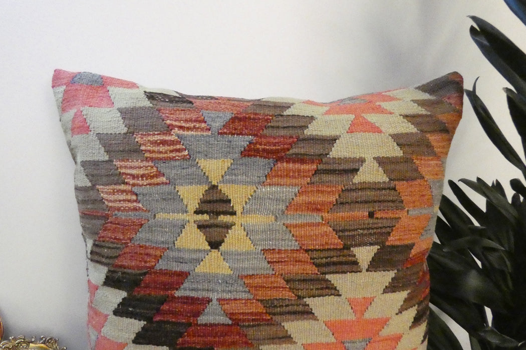 Handmade Turkish Kilim Cushion Cover 70 x 70cm with Insert | Original Anatolian Kilim | Organic Cotton Backing | TK26-C782- Rugs direct 