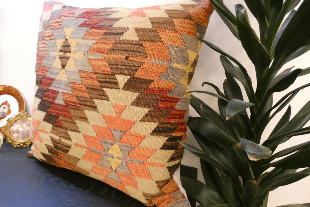 Handmade Turkish Kilim Cushion Cover 70 x 70cm with Insert | Original Anatolian Kilim | Organic Cotton Backing | TK26-C782- Rugs direct 