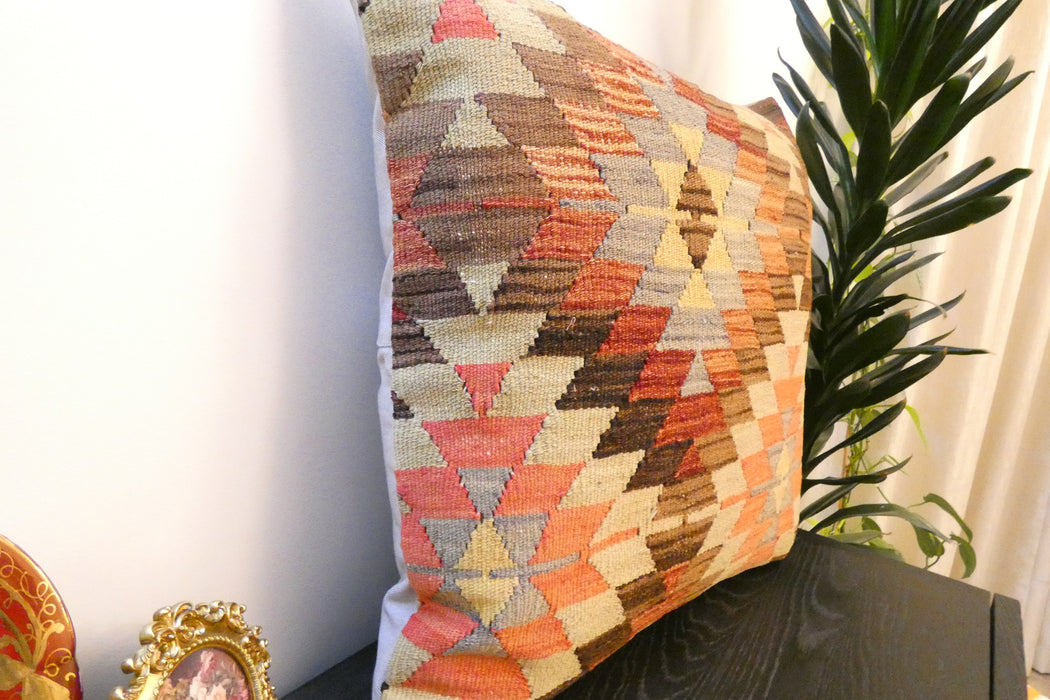Handmade Turkish Kilim Cushion Cover 70 x 70cm with Insert | Original Anatolian Kilim | Organic Cotton Backing | TK26-C782