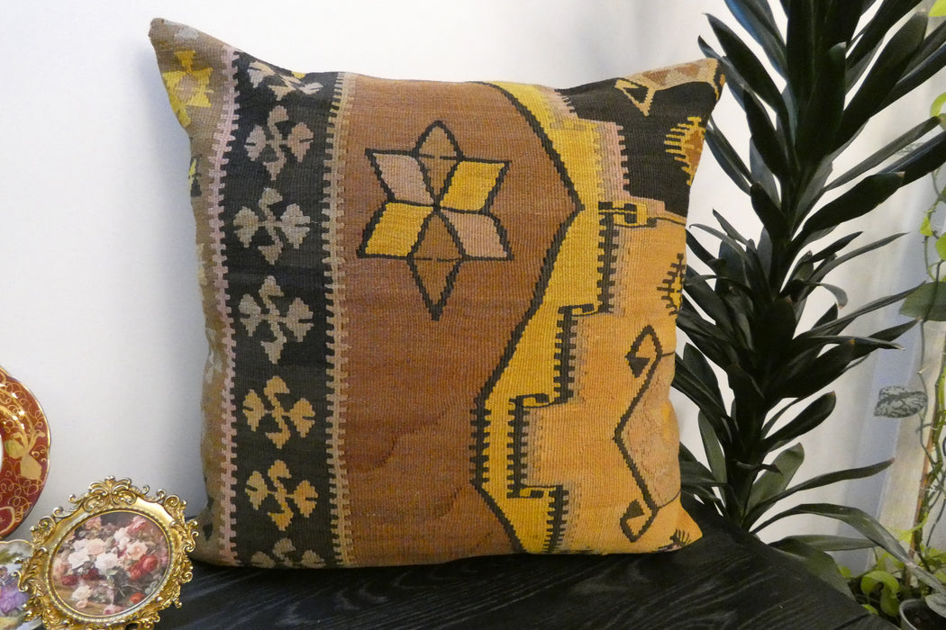Handmade Turkish Kilim Cushion Cover 70 x 70cm with Insert | Original Anatolian Kilim | Organic Cotton Backing | TK26-C787- Rugs Direct 