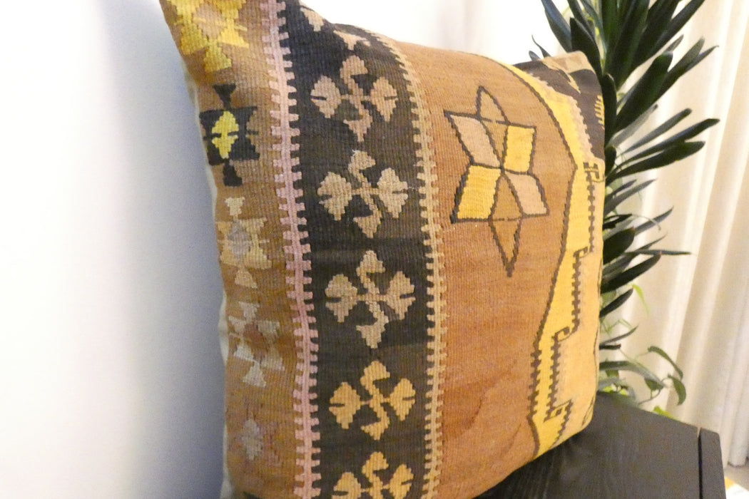 Handmade Turkish Kilim Cushion Cover 70 x 70cm with Insert | Original Anatolian Kilim | Organic Cotton Backing | TK26-C787- Rugs Direct 