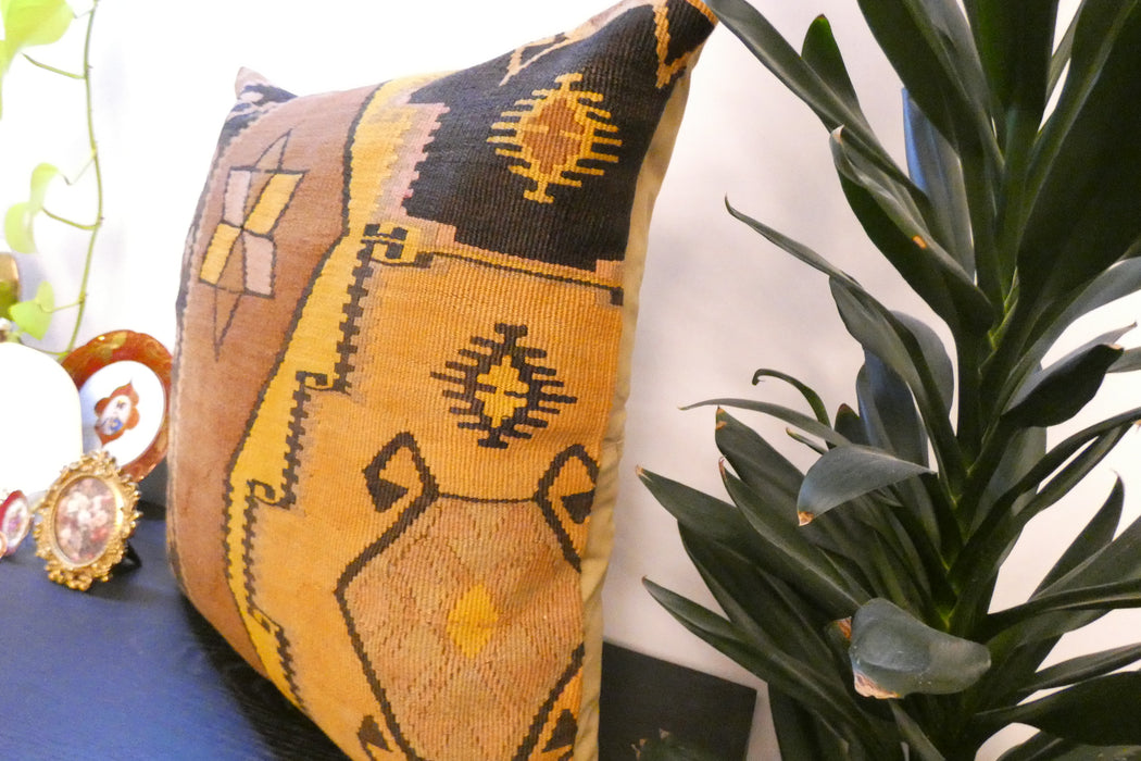 Handmade Turkish Kilim Cushion Cover 70 x 70cm with Insert | Original Anatolian Kilim | Organic Cotton Backing | TK26-C787- Rugs Direct 