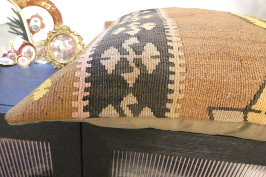 Handmade Turkish Kilim Cushion Cover 70 x 70cm with Insert | Original Anatolian Kilim | Organic Cotton Backing | TK26-C787- Rugs Direct 